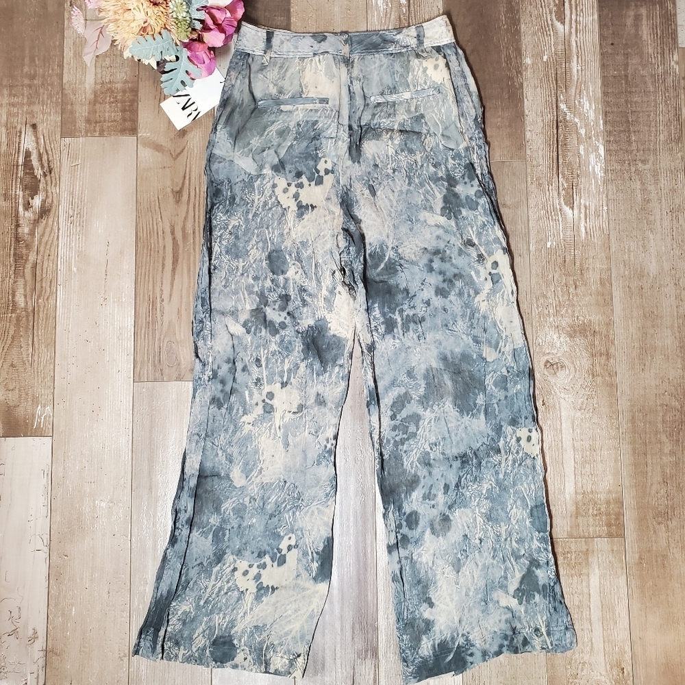 NWT Zara Semi-Sheer Printed Women's High Waisted Pants 100% Viscose Size XS - Picture 2 of 16